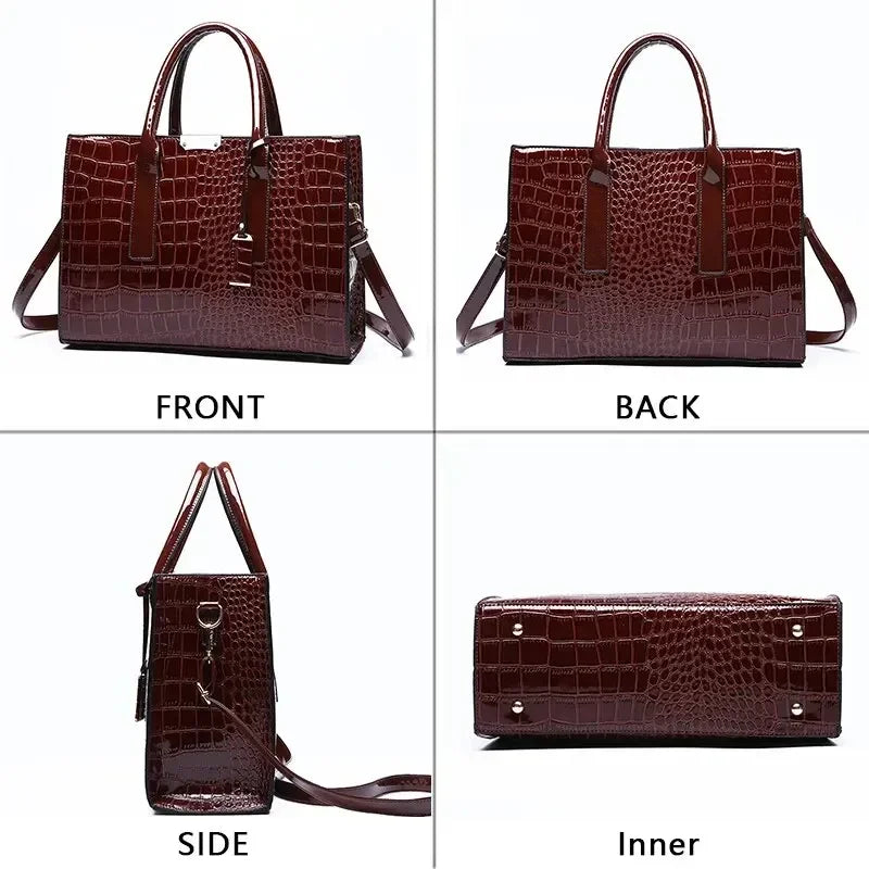 Luxury Vintage Crocodile Pattern Tote