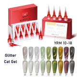 AS 9 Colors Magnetic Cat Eye Gel Nail Polish Set Jelly Pink UV LED Soak Off Gel Varnish Crystal Red Cat Gel Lacquer With Display