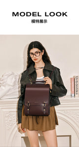 Cnoles Vintage Women's Leather Backpack Casual Shoulder Bag Travel Purse for Girls College School Book Bag