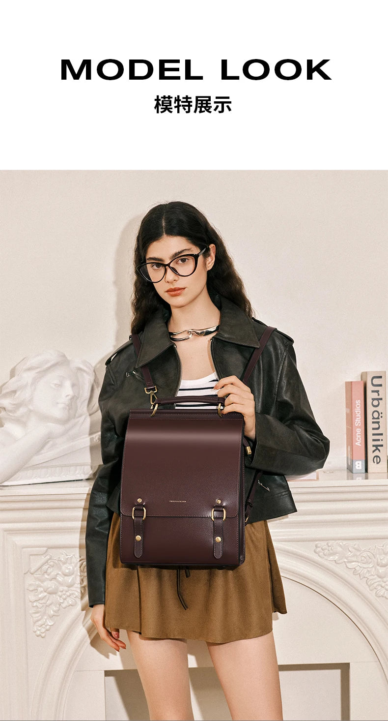 Cnoles Vintage Women's Leather Backpack Casual Shoulder Bag Travel Purse for Girls College School Book Bag
