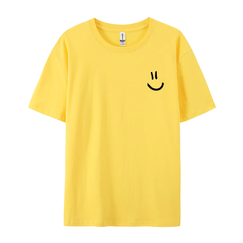 Men's Cotton T-Shirt with Minimalist Smile Print