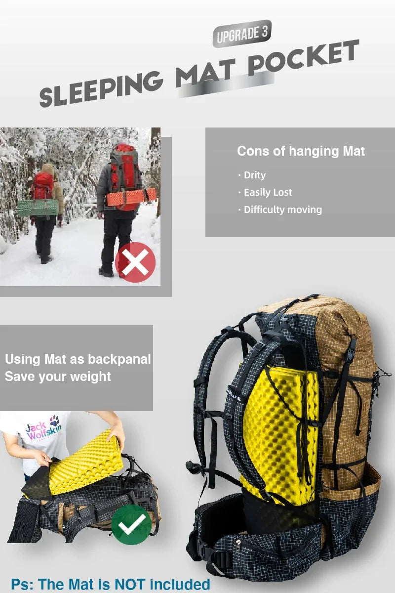 3F UL GEAR QiDian Pro Backpack Waterproof Outdoor Camping Pack Hiking Bag Climbing Qi Dian UHMWPE UltraLight Trek Men Women 46L