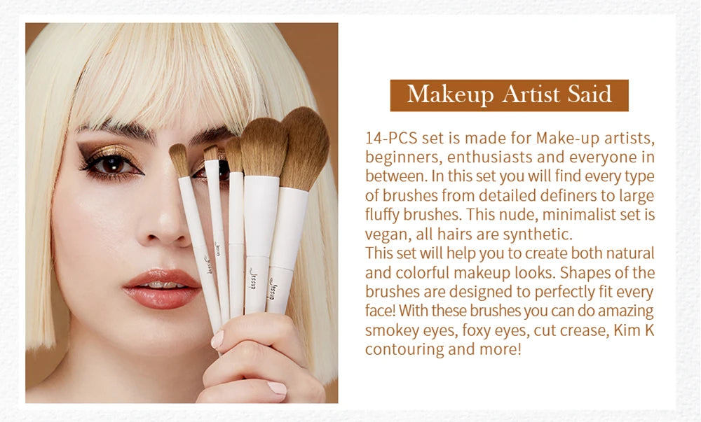 Jessup Professional Makeup Brush Set | 10–14 Pcs