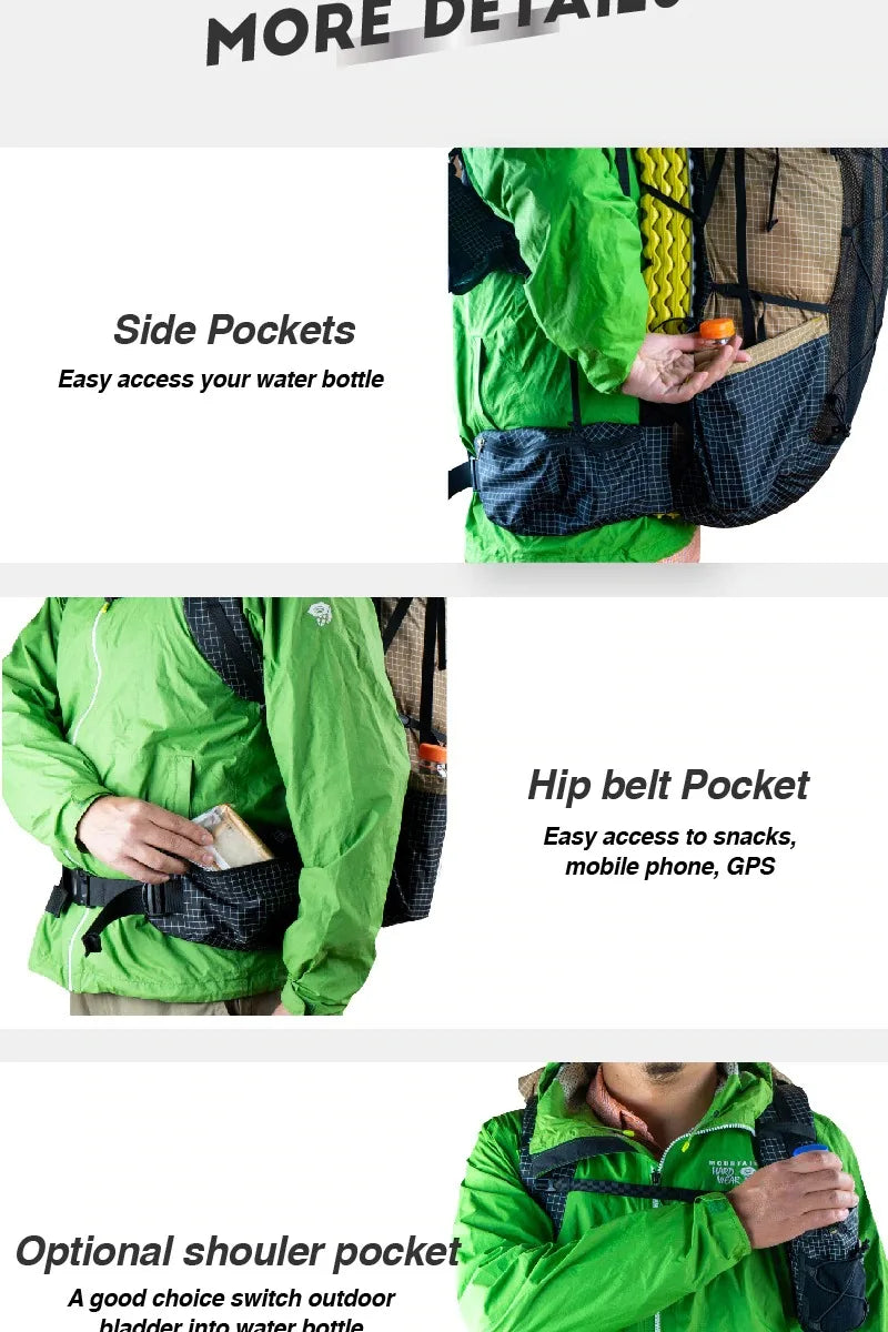 3F UL GEAR QiDian Pro Backpack Waterproof Outdoor Camping Pack Hiking Bag Climbing Qi Dian UHMWPE UltraLight Trek Men Women 46L