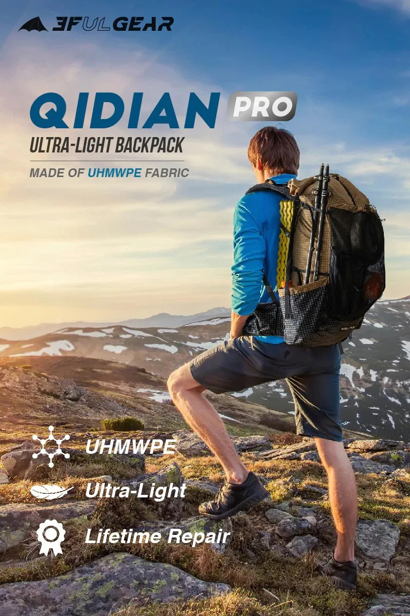 3F UL GEAR QiDian Pro Backpack Waterproof Outdoor Camping Pack Hiking Bag Climbing Qi Dian UHMWPE UltraLight Trek Men Women 46L