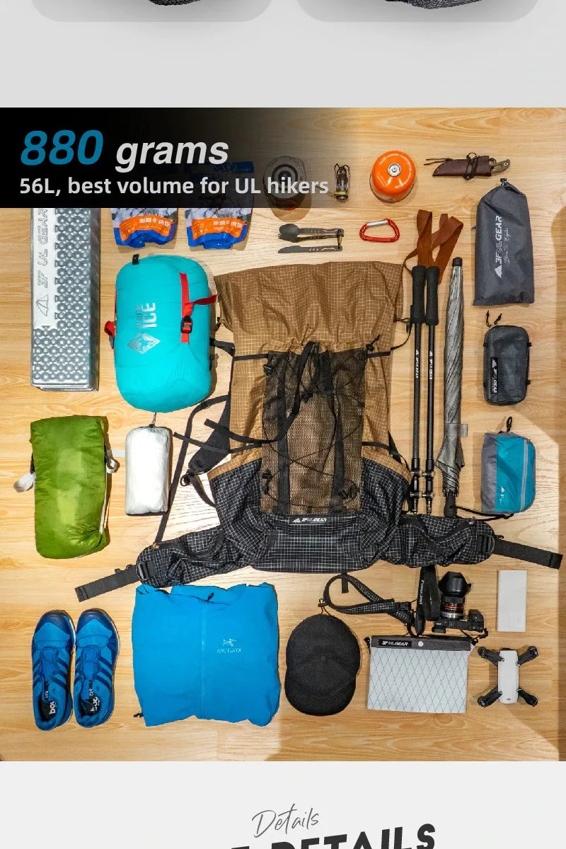 3F UL GEAR QiDian Pro Backpack Waterproof Outdoor Camping Pack Hiking Bag Climbing Qi Dian UHMWPE UltraLight Trek Men Women 46L