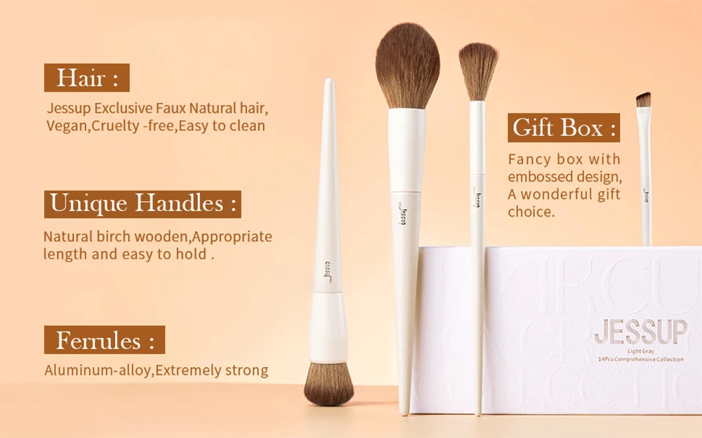 Jessup Professional Makeup Brush Set | 10–14 Pcs