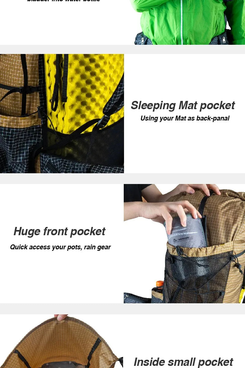 3F UL GEAR QiDian Pro Backpack Waterproof Outdoor Camping Pack Hiking Bag Climbing Qi Dian UHMWPE UltraLight Trek Men Women 46L
