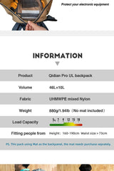 3F UL GEAR QiDian Pro Backpack Waterproof Outdoor Camping Pack Hiking Bag Climbing Qi Dian UHMWPE UltraLight Trek Men Women 46L