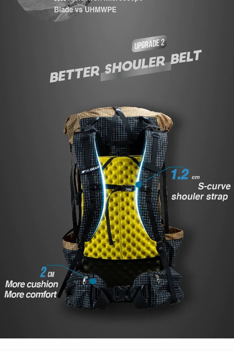 3F UL GEAR QiDian Pro Backpack Waterproof Outdoor Camping Pack Hiking Bag Climbing Qi Dian UHMWPE UltraLight Trek Men Women 46L
