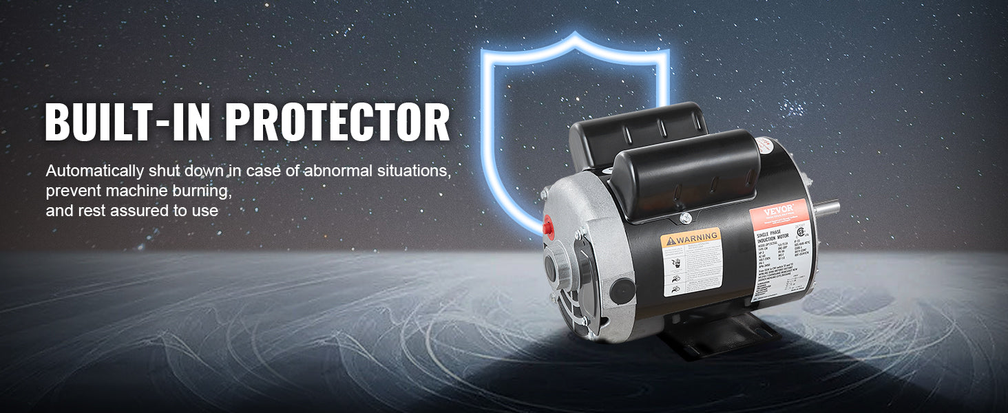 SucceBuy 2/3/3.7HP Air Compressor Motor 230V Single Phase Electric Motor 3450RPM CW/CCW Rotation Motor for Air Compressors