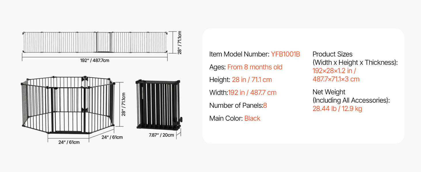 SucceBuy Baby Gate 28/30/36 Inches High Dog Gate Easy Step Walk Thru Child Pet Security Pressure Mount Kit Wall Cups Doorways