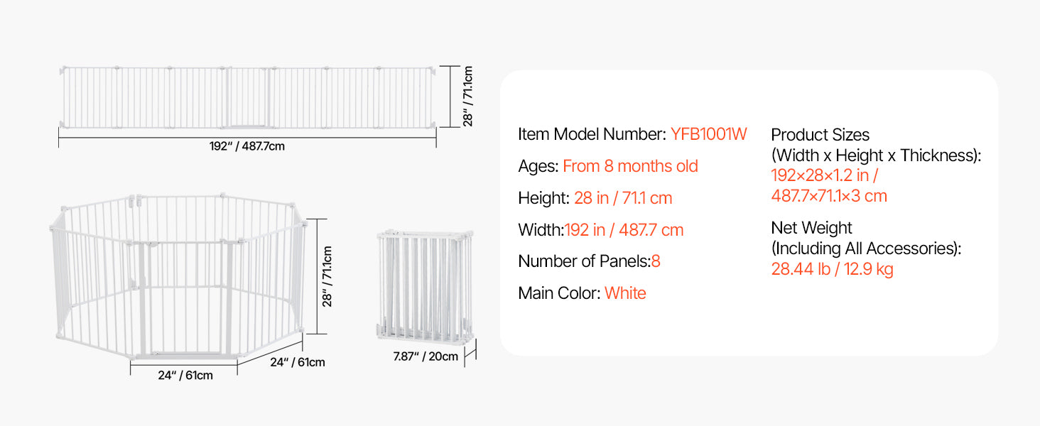 SucceBuy Baby Gate 28/30/36 Inches High Dog Gate Easy Step Walk Thru Child Pet Security Pressure Mount Kit Wall Cups Doorways