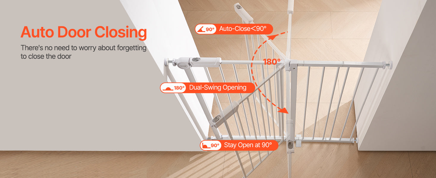 SucceBuy Baby Gate 28/30/36 Inches High Dog Gate Easy Step Walk Thru Child Pet Security Pressure Mount Kit Wall Cups Doorways