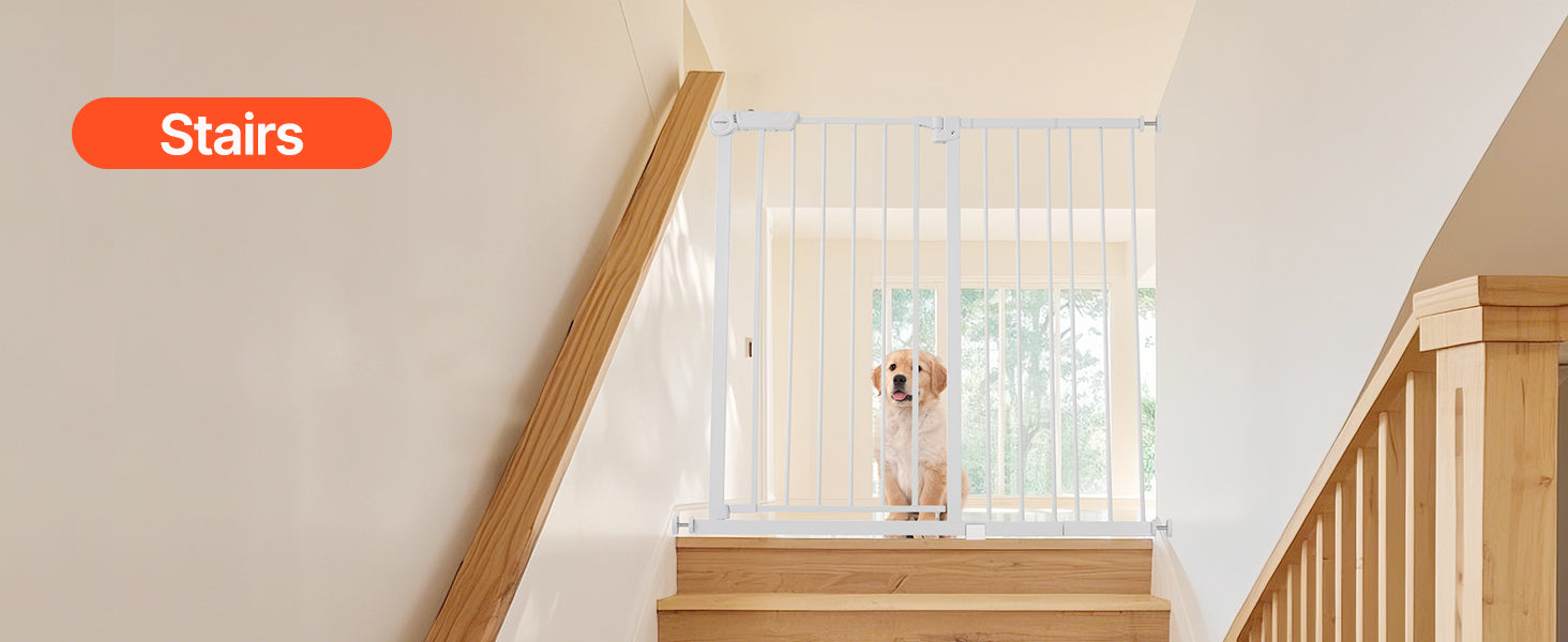 SucceBuy Baby Gate 28/30/36 Inches High Dog Gate Easy Step Walk Thru Child Pet Security Pressure Mount Kit Wall Cups Doorways