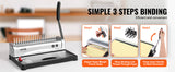 SucceBuy Binding Machine Comb Binding Machine 21Holes Binding 450 Sheets Book Binder Machine with 100 PCS 3/8'' Comb Binding Spines