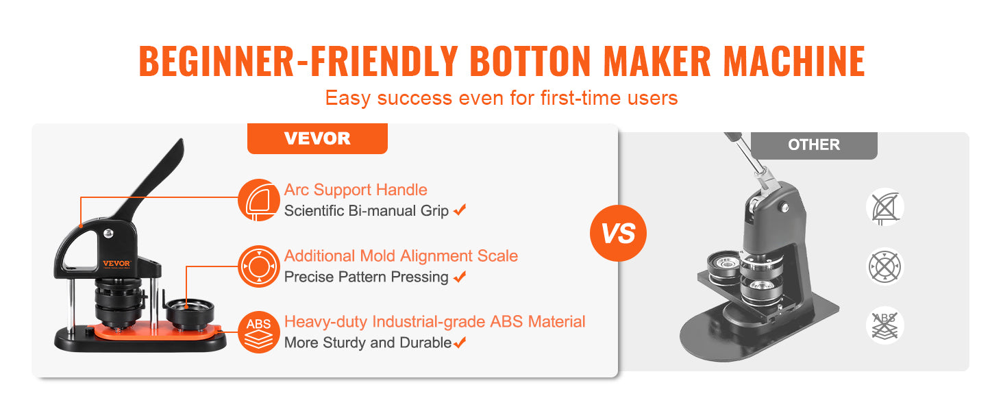 SucceBuy Button Maker 25/32/58 Pin Maker with Button Parts Ergonomic Arc Handle Punch Press Kit Button Maker Machine