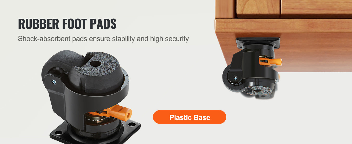 SucceBuy 4 Pcs Leveling Casters Heavy Duty Swivel Caster Wheels with Handle Design Height Adjustable Feet for Workbench Machine