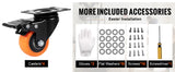 SucceBuy 2-6in PVC Furniture Caster Wheels Set of 4 Swivel Plate Casters with Security A/B Lock Non-Marking for Cart Workbench