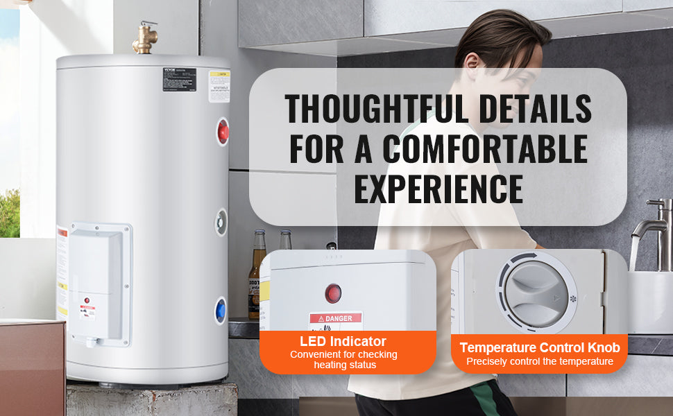 SucceBuy Electric Water Heater 40/70L Tank Instant Hot Water Heater 1.6Kw Tankless Water Heater w/ LED Display Knob Control IPX4
