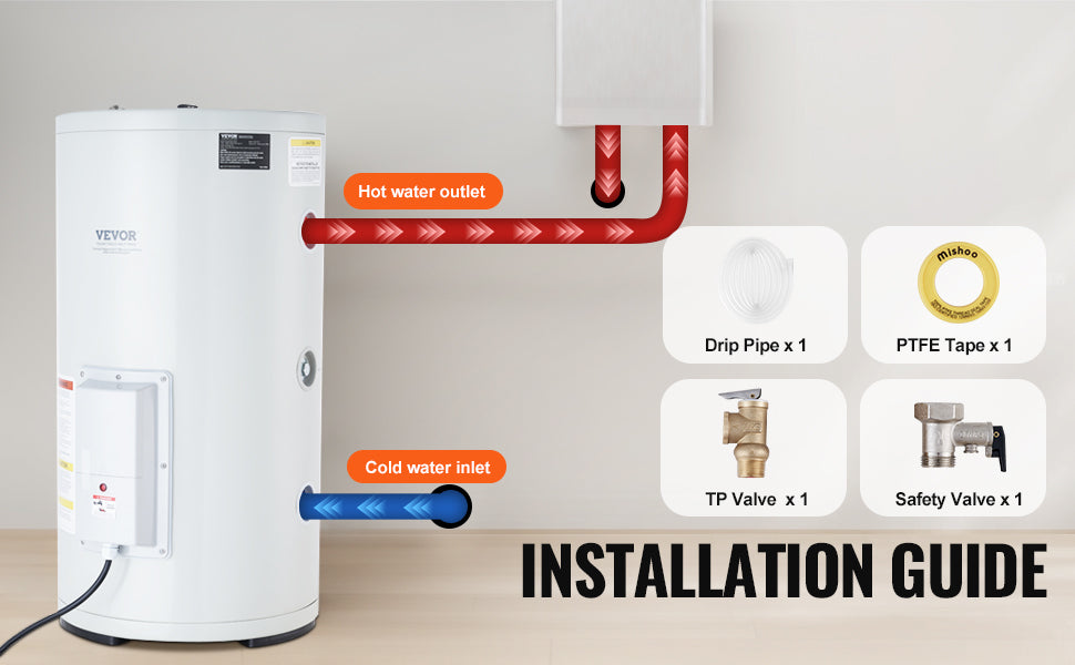 SucceBuy Electric Water Heater 40/70L Tank Instant Hot Water Heater 1.6Kw Tankless Water Heater w/ LED Display Knob Control IPX4