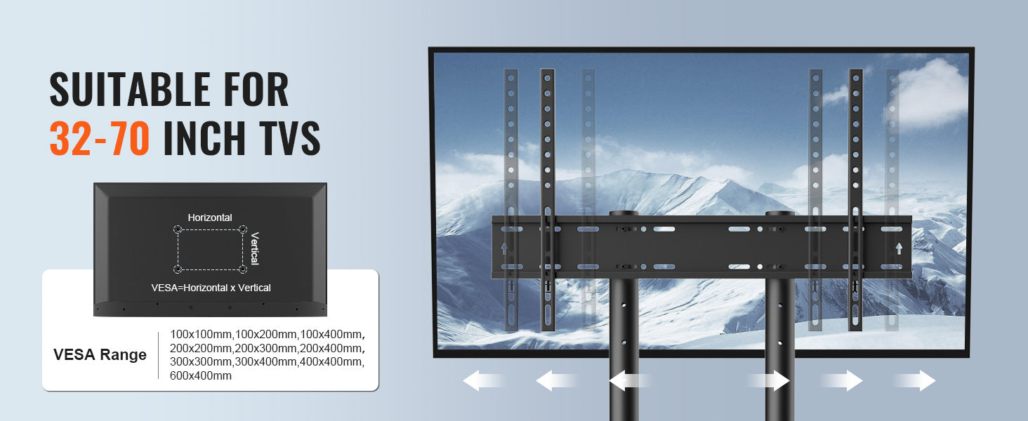 SucceBuy Mobile TV Stand Height Adjustable TV Stand w/ Wheels Double Tray for Audio-Visual Devices Rolling TV Stand for Bedroom