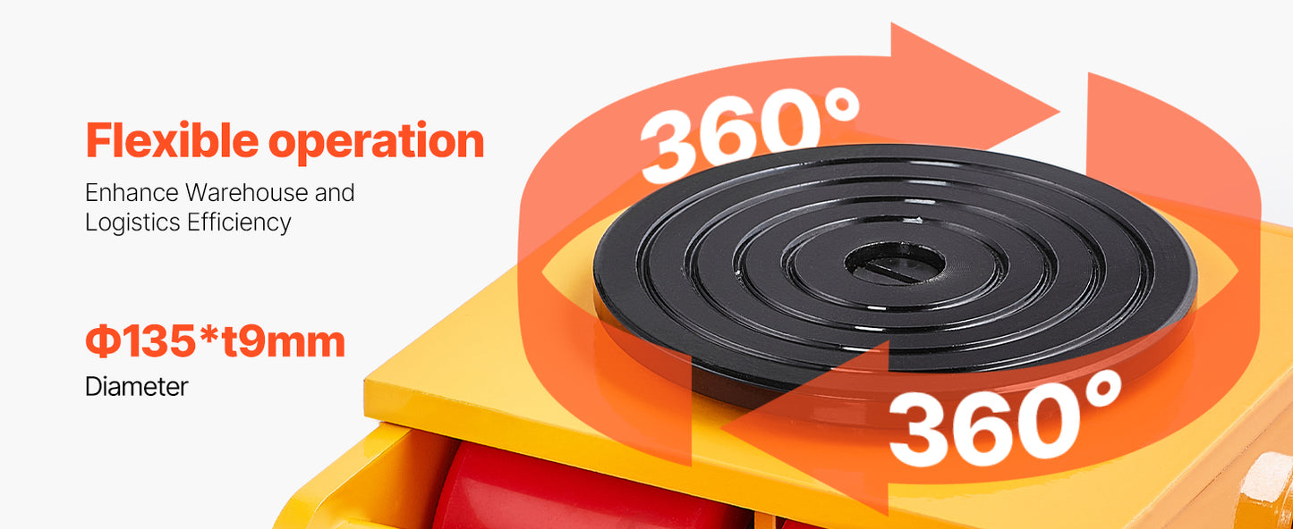 SucceBuy All-Steel Industrial Machinery Mover Pallet Trolley 6T Carrying Tank With 360 Degree Rotation for Transporting Cargo