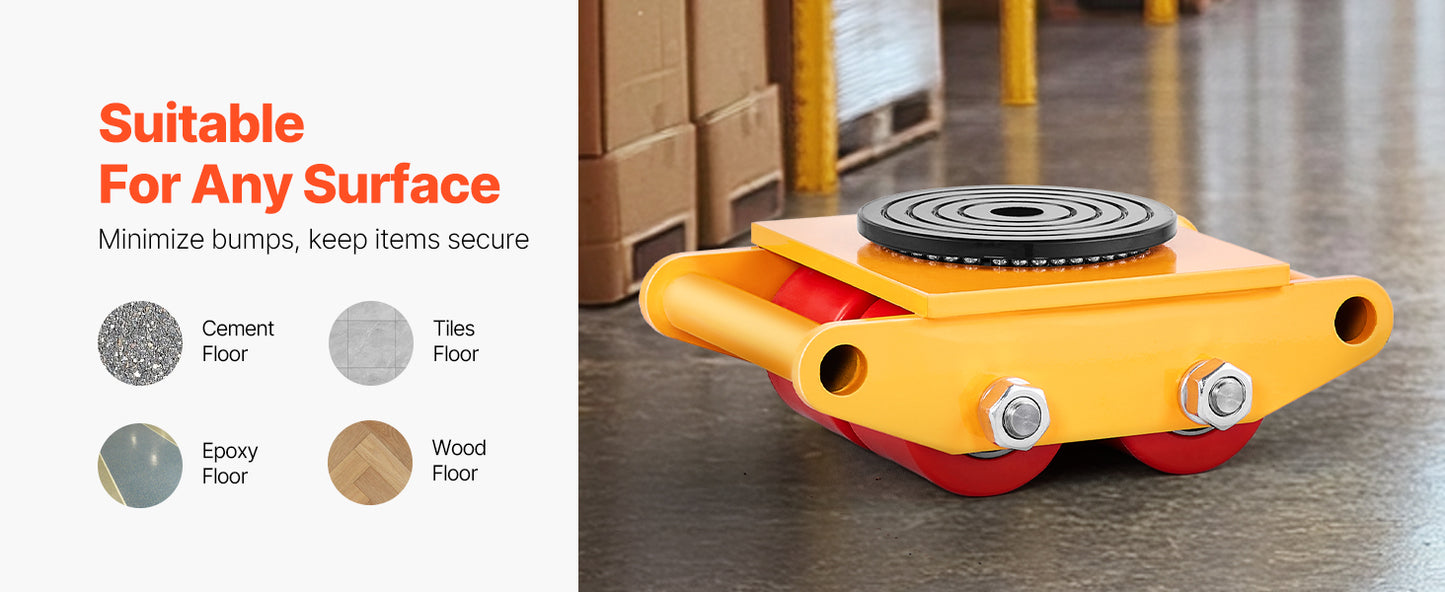 SucceBuy All-Steel Industrial Machinery Mover Pallet Trolley 6T Carrying Tank With 360 Degree Rotation for Transporting Cargo