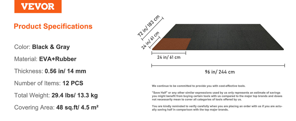 SucceBuy Interlocking Gym Floor Mats | EVA Foam & Rubber