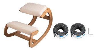 SucceBuy Ergonomic Kneeling Chair Stool W/ Thick Cushion Home Office Chair Improving Body Posture Rocking Wood Computer Chair