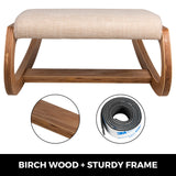 SucceBuy Ergonomic Kneeling Chair Stool W/ Thick Cushion Home Office Chair Improving Body Posture Rocking Wood Computer Chair