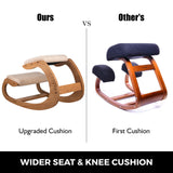 SucceBuy Ergonomic Kneeling Chair Stool W/ Thick Cushion Home Office Chair Improving Body Posture Rocking Wood Computer Chair