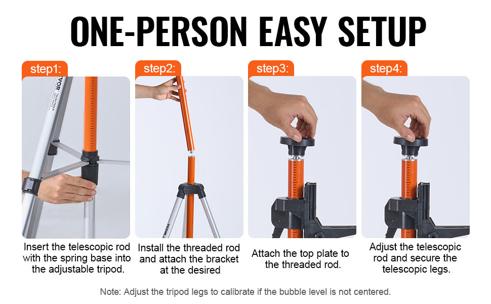 SucceBuy Laser Level Tripod 1/4"-20 & 5/8"-11 Thread Mount 40.94-133.85in Height Adjustment with Level Bubble & Heavy-duty Stand