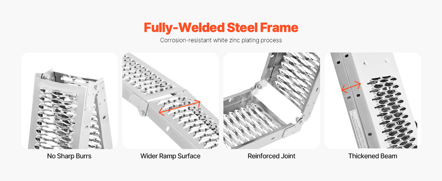 SucceBuy 1000lbs Steel Ramps 2Pcs Ramps with Wider Ramp Surface Universal Stable Loading Ramp with Handles Fit for ATV UTV Motor