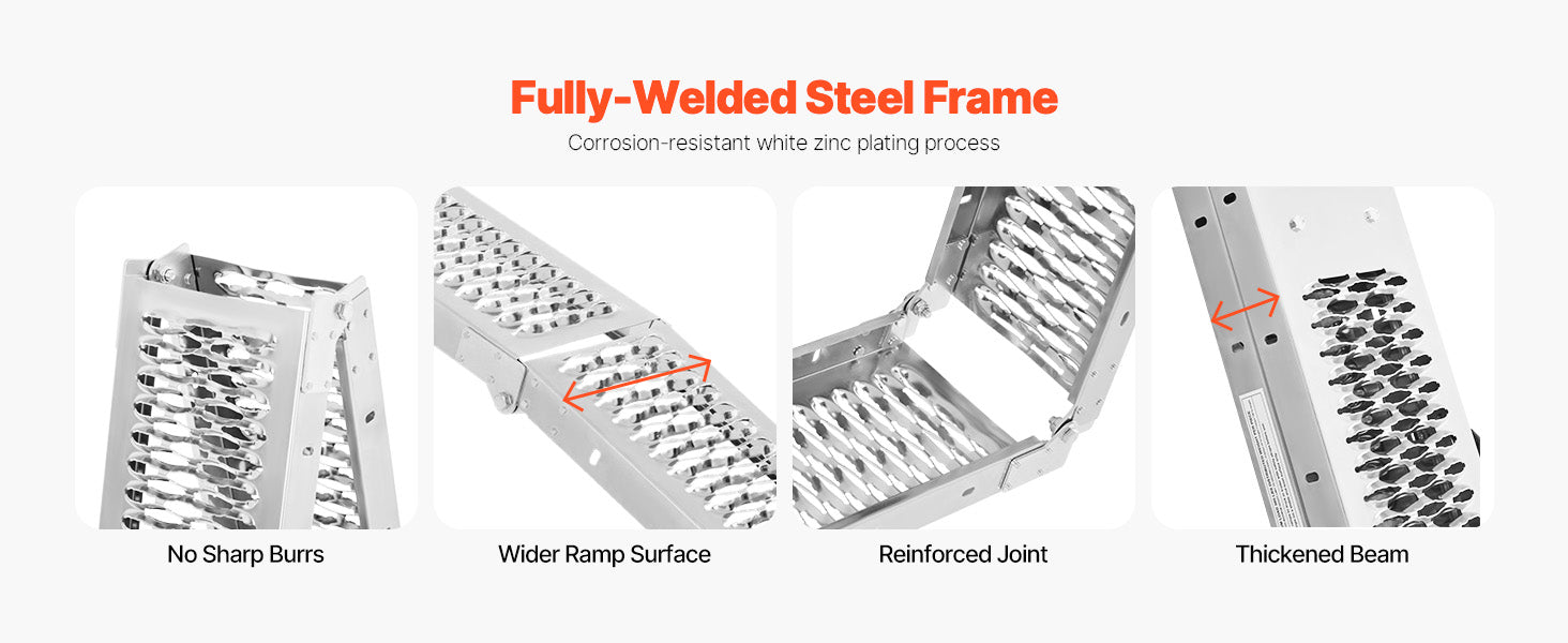 SucceBuy 1000lbs Steel Ramps 2Pcs Ramps with Wider Ramp Surface Universal Stable Loading Ramp with Handles Fit for ATV UTV Motor