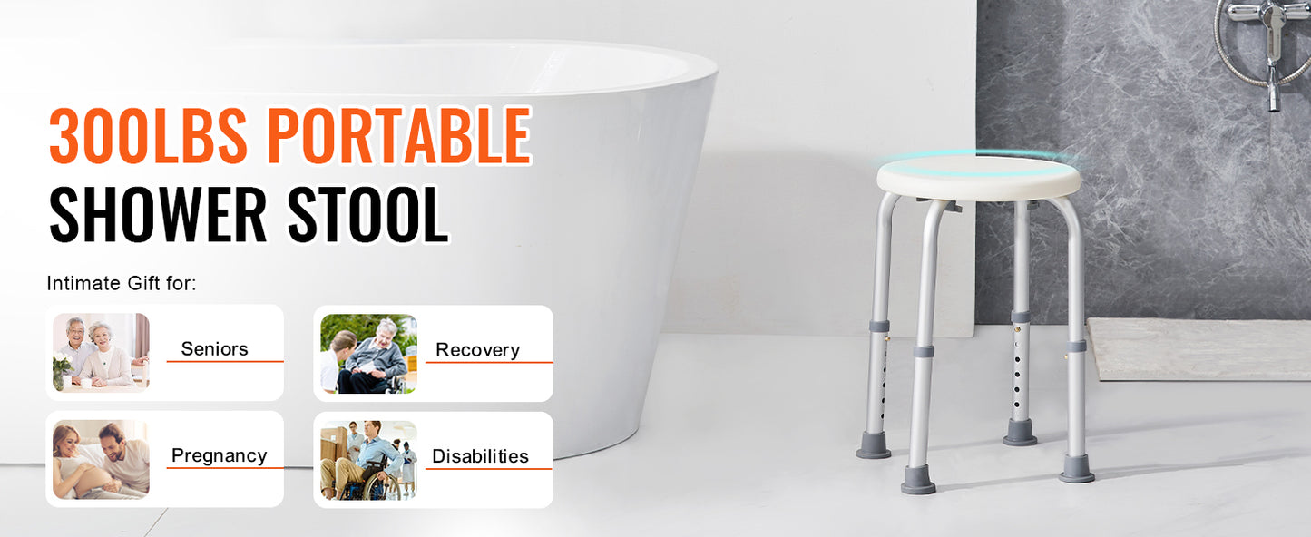 SucceBuy Shower Chair for Inside Shower Adjustable Height Shower Stool Non-Slip Bench Bathtub Seat  for Elderly Disabled Adults