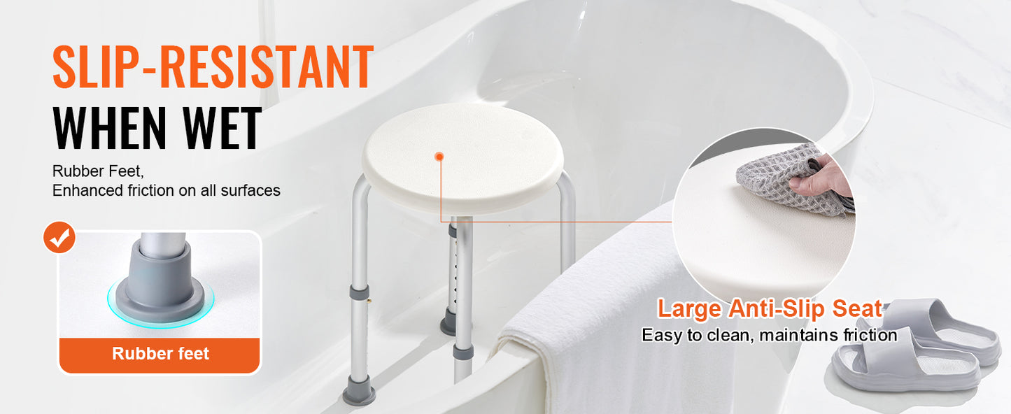 SucceBuy Shower Chair for Inside Shower Adjustable Height Shower Stool Non-Slip Bench Bathtub Seat  for Elderly Disabled Adults