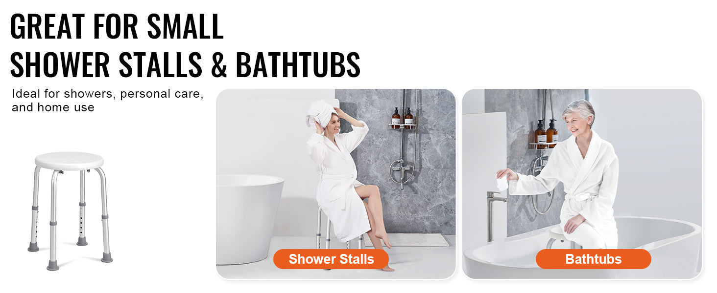 SucceBuy Shower Chair for Inside Shower Adjustable Height Shower Stool Non-Slip Bench Bathtub Seat  for Elderly Disabled Adults