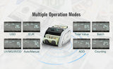 SucceBuy 1000 Pcs/Min Money Counter Business Cash Register Bill Counterfeit Bill Detector by UV/MG/IR/DD Function for Bank Store