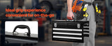 SucceBuy 20in 3-Drawer Metal Tool Box Black/Red Tool Chest with EVA Liners Multifunction Tool Organizer for Garage & Workshop