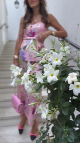 Floral Strapless Vest & Straight-Leg Trouser Set
