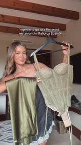 Elegant Women Summer Party Dresses Sets 2 Pieces Lace High Waist Lace Up Spaghetti Strap Top Satin Zipper Party Skirt Outfits