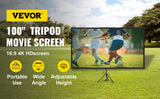 SucceBuy 100 Inch Tripod Projector Screen with Stand 16:9 4K HD Portable Projection Home Cinema for Indoor & Outdoor Projection