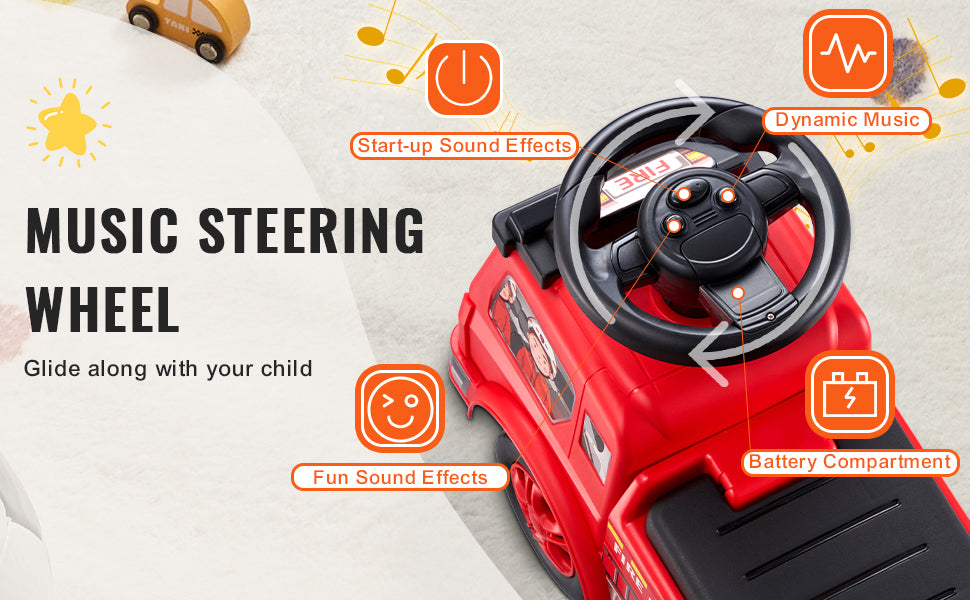 SucceBuy Ride On Push Car Kids Ride On Car with Music Steering Wheel & Under Seat Storage for Toddlers Ages 3-12 Ride Racer