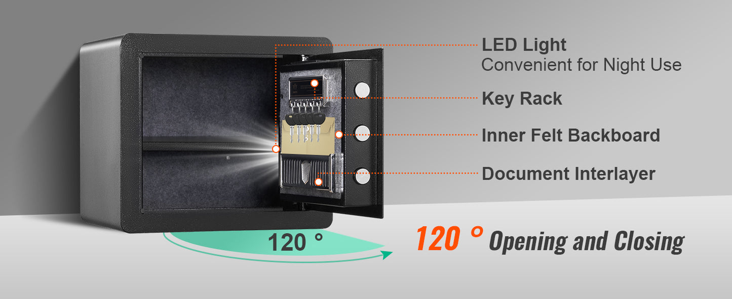 SucceBuy 1.2/0.5 Cubbic Fit Electronic Safe Deposit Safe Box W/ Digital Access & Override Keys for Money Gun Jewelry Document