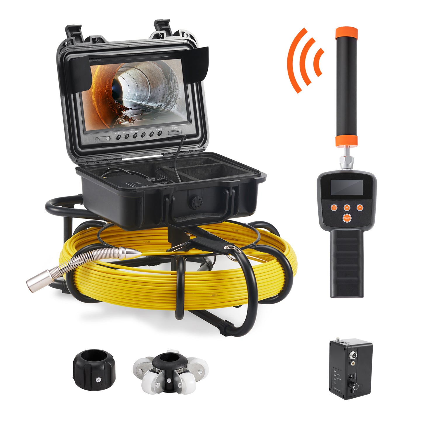 SucceBuy Sewer Camera with 512Hz Locator IP68 9" Pipeline Inspection Camera w/DVR Function w/12 Adjustable LED and 16 GB SD Card