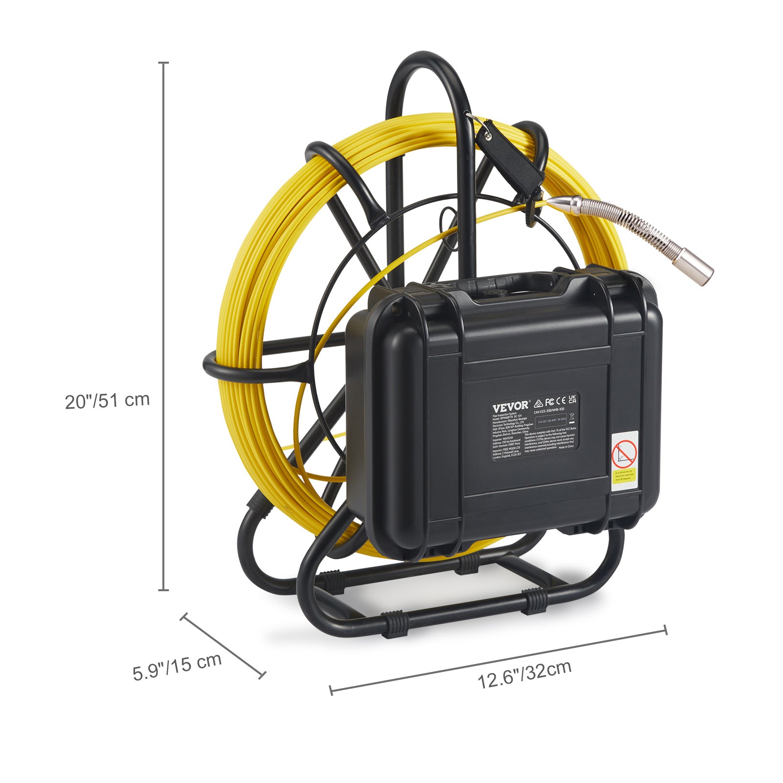 SucceBuy Sewer Camera with 512Hz Locator IP68 9" Pipeline Inspection Camera w/DVR Function w/12 Adjustable LED and 16 GB SD Card