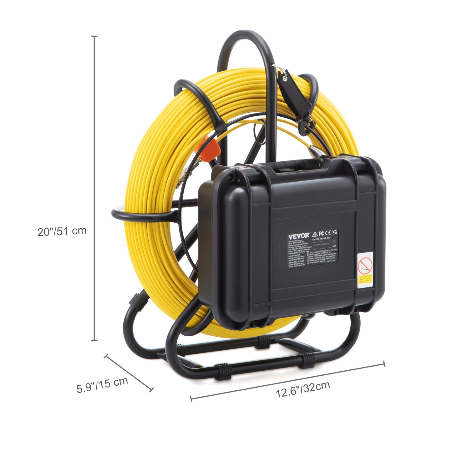 SucceBuy Sewer Camera with 512Hz Locator IP68 9" Pipeline Inspection Camera w/DVR Function w/12 Adjustable LED and 16 GB SD Card