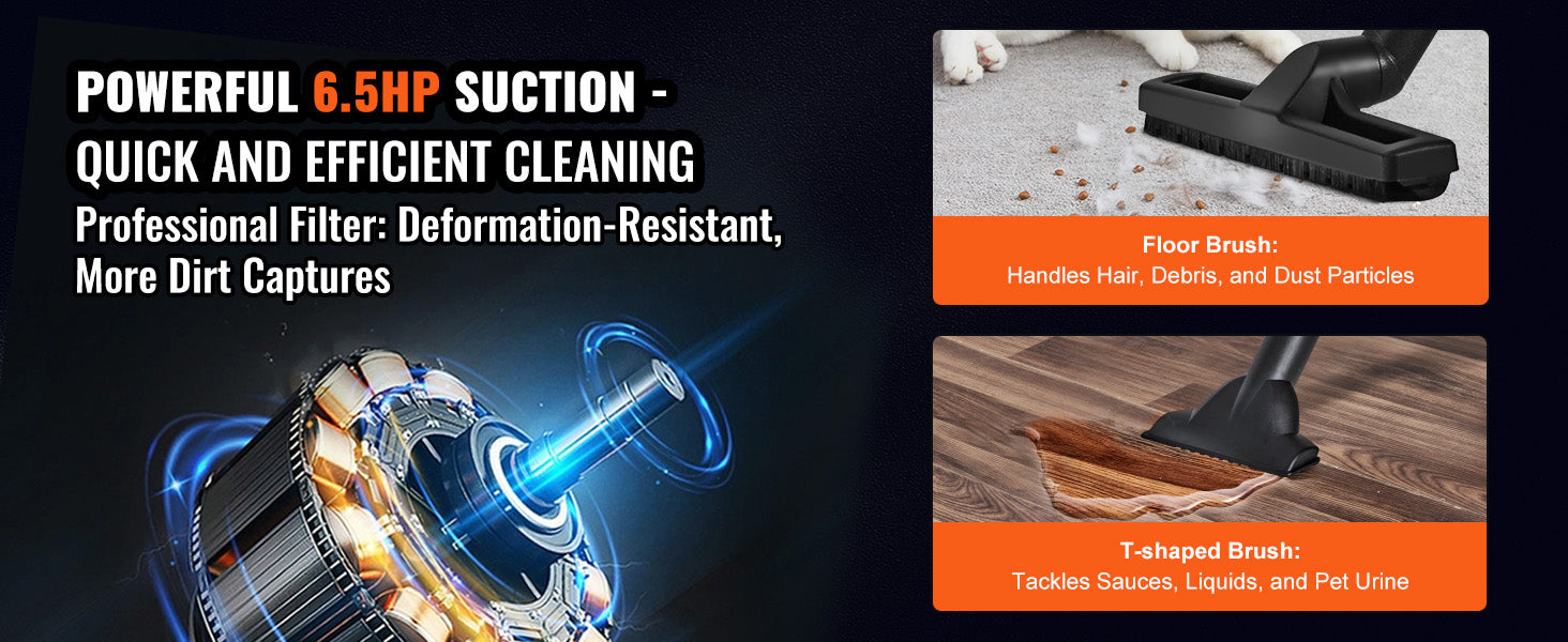 SucceBuy Stainless Steel Wet Dry Shop Vacuum Wet  Dry Vac Powerful Suction  Small Shop Vac Perfect for Carpet Debris  Pet  Hair