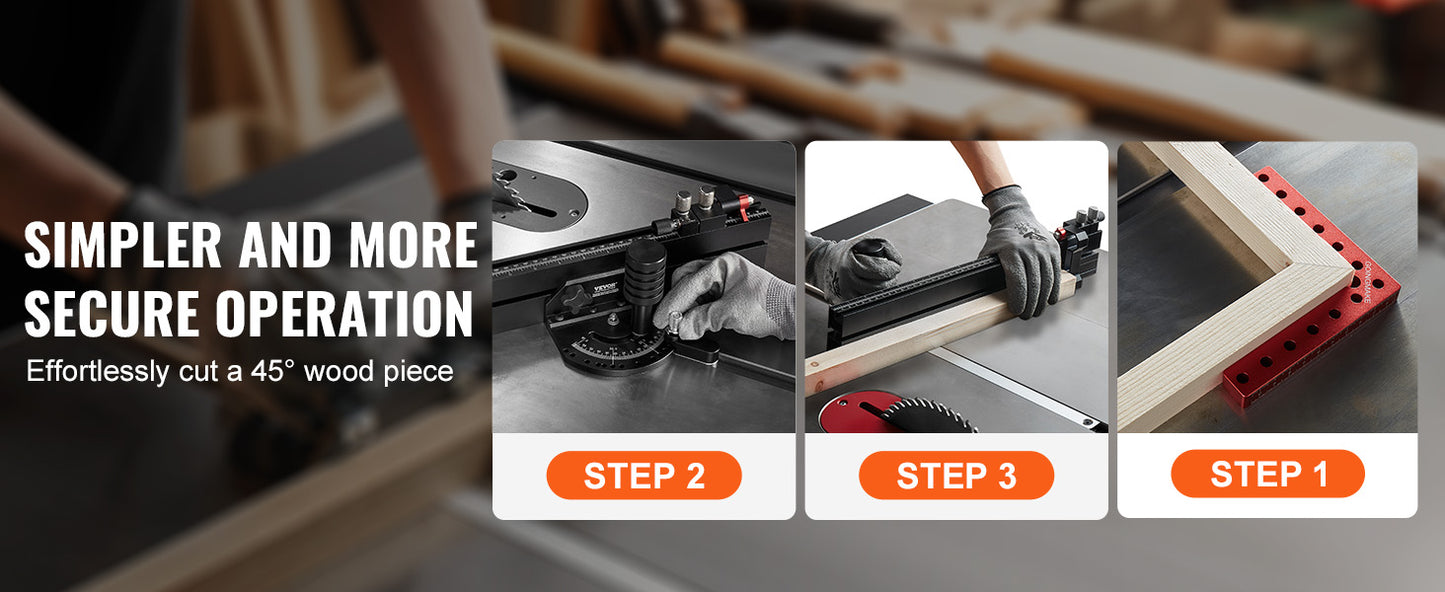 SucceBuy Precision Miter Gauge Standard Slot 3/4'' x 3/8'' Aluminum Alloy Table Saw 24/18/19-35 in Grating 15 Angle Stops DIY